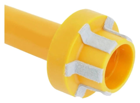 Close-up of the yellow end of Pro Grade Spindle Cleaning Rod Cleaner Brush For CNC Tool Holders with Taper Collet Handle