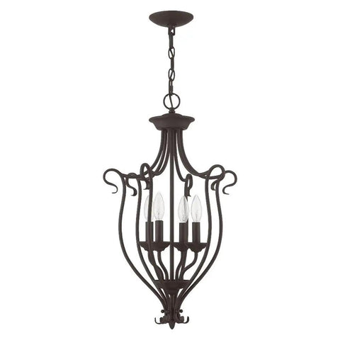 Coronado Bronze 4 Light Foyer Chandelier with Transitional Design in bronze finish, classic and modern flair for hall entryway.
