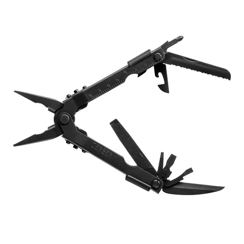 14-In-1 Multitool With Needlenose Pliers, Serrated Knife, Wire Crimper, Bottle Opener, Can Opener And Screwdriver, open tools view