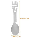 Two Piece Outdoor Spork And Fork Set Made Of Stainless Steel Reusable Flatware With Built In Bottle Opener for travel hiking