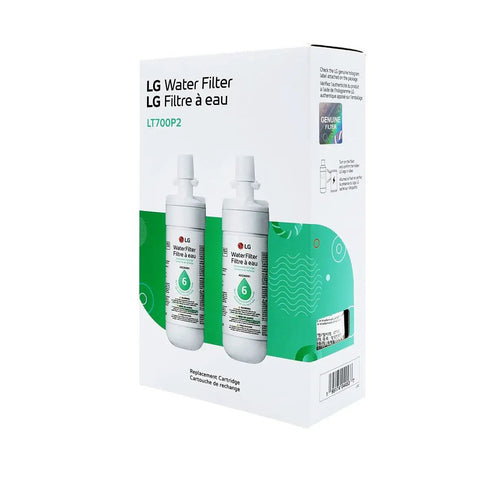 Box of LT700P2 Refrigerator Water Filter Replacement 6 Month 200 Gallon 2 Pack White For Fresher Water And Crisper Ice NSF Certified