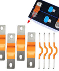 8 Piece Nickel Plated Copper Bus Bars Kit For Solar Power Arrays And Deep Cycle Batteries Heavy Duty 74Mm Center Spacing showing connectors and battery link.