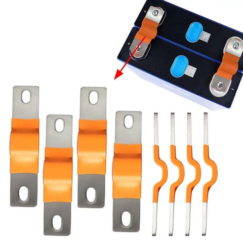 8 Piece Nickel Plated Copper Bus Bars Kit For Solar Power Arrays And Deep Cycle Batteries Heavy Duty 74Mm Center Spacing showing connectors and battery link.