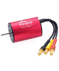 Replacement 2430 5800KV waterproof brushless motor shaft 2.0mm for 1/16 and 1/18 RC cars, red CNC aluminum heatsink, KingVal brand.