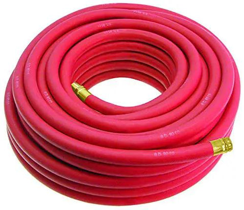 Badass Heavy Duty 1 Inch Red Field Hose Crafted From Abrasion Proof Synthetic Rubber With Reinforced Spiral Yarn coiled for high pressure use.