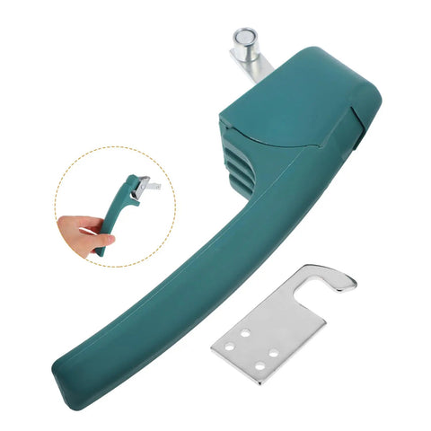 Heavy Duty Commercial Oven Handle Replacement, Ergonomic Drying Cabinet Door Grip For Industrial Vacuum Chamber Kitchen Equipment, green grip with metal mount.