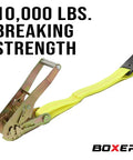 2 Inch By 1 Foot Flat Hook Beefy Replacement Ends 2 Pack For Heavy Duty 2 Inch Ratchet Straps Up To 10000 Lbs For Flatbed Trucks And Trailers Black And Yellow Polyester Webbing, flat hook end
