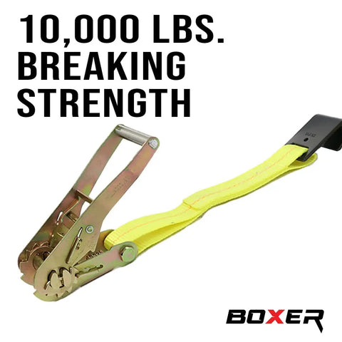 2 Inch By 1 Foot Flat Hook Beefy Replacement Ends 2 Pack For Heavy Duty 2 Inch Ratchet Straps Up To 10000 Lbs For Flatbed Trucks And Trailers Black And Yellow Polyester Webbing, flat hook end