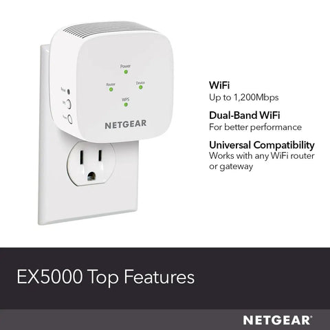 Mesh WiFi Range Extender That Covers Up To 1000 Sq Ft For 15 Devices, AC1200 Dual Band Speeds Up To 1200 Mbps, Plug And Play