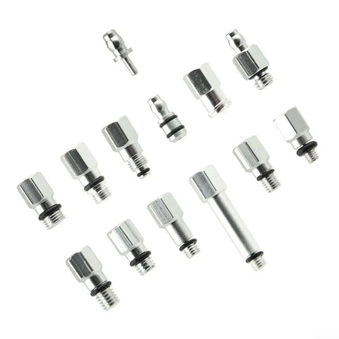 All In One Hydraulic Brake Bleed Connector Kit For Bicycles, 13 Piece Pro Grade Aluminum Alloy Set With M5 M6 D6 And D8 Adapters