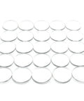 25 Pack Clear Round Glass Table Protectors, 1 Inch Non Adhesive Pvc Spacers, Solid Scratch Guard Pads for smooth furniture protection.