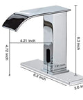 Dual Powered Automatic Touchless Bathroom Faucet With Motion Sensor Waterfall Chrome Finish Hands Free Vanity Faucet dimensions
