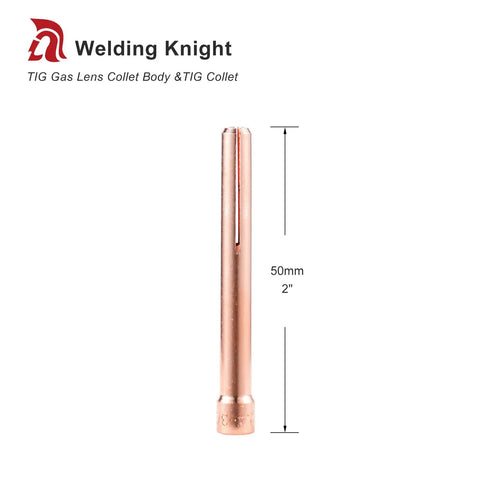 Gas Lens Collet Body And TIG Collets Kit For TIG Welding Torch WP-17 WP-18 WP-26 Series, copper collet, 50mm