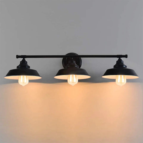 Farmhouse Black 3 Light Vanity Light Fixture For Bathroom Kitchen Hallway Dressing Table With Matte Black Finish And White Interior