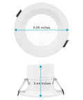4 Inch LED Recessed Canless Downlight With J Box, Easy Install, 9W, 12W And 15W Options, dimensions shown from top view