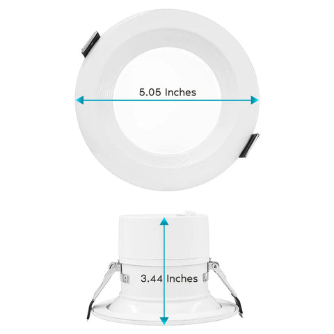 4 Inch LED Recessed Canless Downlight With J Box, Easy Install, 9W, 12W And 15W Options, dimensions shown from top view