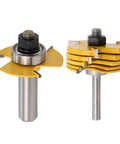 Pro Grade 1/2 Inch Shank Adjustable Three Wing Router Bit Set With Six Tungsten Carbide Widths For Woodworking Projects, showcasing carbide blades.