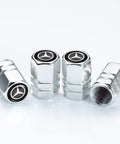 Mercedes Benz Car Tire Valve Caps And Key Chain Set For Vehicles 4 Pack Dust Caps And Keychain Accessories, zinc alloy polished.