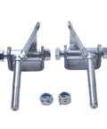 Go Kart Steering Spindle Bracket Set Heavy Duty Five Eighth Inch Axle And Four And A Half Inch Long Brake And Throttle Pedal Kit Fits Predator 212cc 196cc 301cc 420cc Yerf Dog Manco Azusa Go Kart Parts Silver showing two metal brackets with bolts.