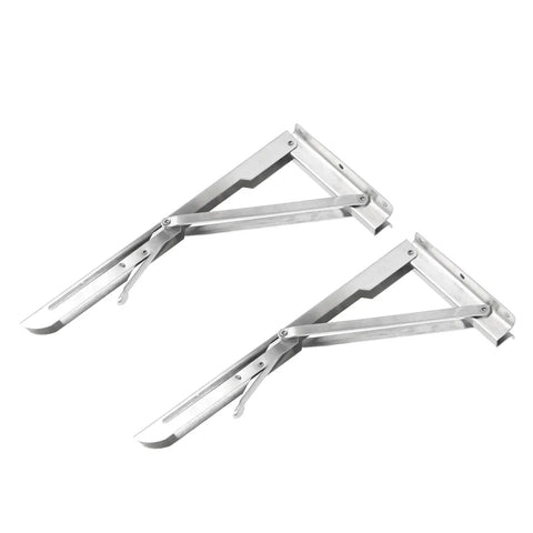 Pair of Beefy Foldable Wall Shelf And Bench Table Bracket Heavy Duty Stainless Steel Mount For Garage Kitchen RV Ultra Sturdy 280kg Load Capacity