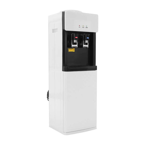 5 Gallon Top Load Water Cooler Dispenser With Hot And Cold Water For Home Or Office Freestanding Unit Child Safety Lock White Finish