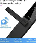 No Sweat Smart Door Lock With Legit Hella Secure Biometric Fingerprint Access And Dead Simple Keyless Entry Handle close-up of fingerprint reader and touchpad.