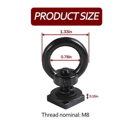 4 Piece T Track Mount Tie Down Kit With M8 Stainless Steel Heavy Duty T Bolt Eye Nuts And Rings dimensions and thread size image