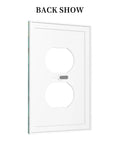 Back view of Turquoise And Gold Gemstone Marble Texture Switch Plate One Gang Duplex Outlet Cover with screw for installation.