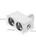 2 Pcs Premium Sonic Badass Car Audio Wire Reducer Dual Amp Input Adapter Aluminum Alloy showing dual openings and dimensions.