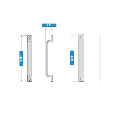 Diagram of 10 Inch Black Gate Pull Handle With WeatherGuard Protection And Included Mounting Hardware For Easy Install