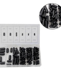 80 Piece Rubber Vacuum Line Cap Assortment Kit For Carburetor And Engine Manifolds With 6 Sizes Including 5/32 Inch To 3/8 Inch Great For Tight Seals And Fast Auto Repairs Under the Hood, 6-size black rubber cap organizer