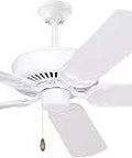 52-Inch Energy Star Designer Ceiling Fan With Reversible Appliance White And Bleached Oak Blades, Light Kit Adaptable
