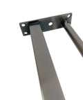 Heavy Duty Black Stainless Steel Furniture Legs Four Piece Modern Cabinet Riser Feet With Quick Screw Mount For Sofas Adjustable Leveling Base No Sweat Setup close-up of mounting plate and legs.