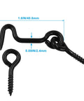Heavy Duty Zinc Plated Carbon Steel Cabin Hook And Eye Latch In Matte Black showing 1.6 inch and 0.09 inch components.