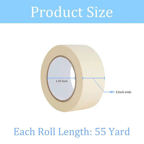 Masking Tape 1 Inch By 55 Yards Bulk Pack Of 12 Rolls For Paint Prep And General Purpose Use Crepe Paper Adhesive Tape Removable Without Residue Easy Cleanup 660 Yards Total Budget Friendly