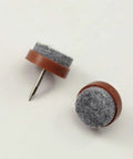 Brown 24mm Felt Screw In Chair Glides Set For Tables And Chairs Round Metal Foot Pads Furniture Protectors Close View