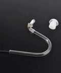 Listen Only Earpiece With Balanced Armature Driver For Motorola Icom Ham Radios, clear tubing and ear tip on black surface