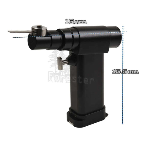 Knockout Veterinary Orthopedic Mini Bone Saw With Micro Oscillating Drill Featuring A Beefy Imported Motor angled view with scale.