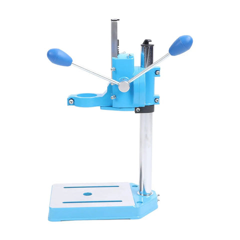 Heavy Duty Electric Drill Stand Precision Machined Rotatable Mini Drill Press For Wood Plastic 40cm features a blue handle and metal base.