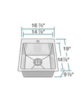 Dimensions of Topmount Single Bowl Kitchen Sink With Three Quarter Inch Radius, 18 Gauge Stainless Steel, 304 Grade Durability
