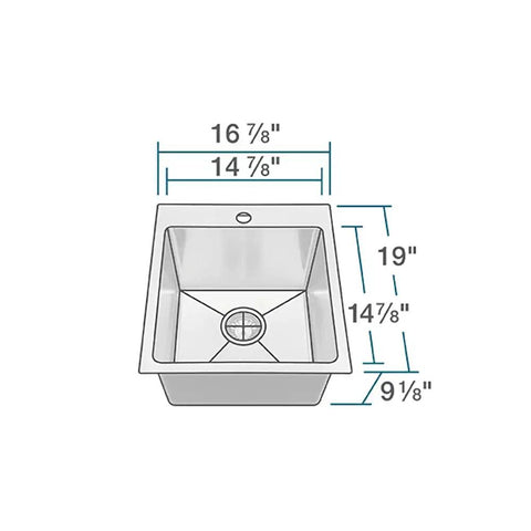 Diagram of Topmount Stainless Steel Kitchen Sink With Three Quarter Inch Radius Includes Grid And Basket Strainer Built To Last