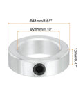 Shaft Collar 1.1 Inch Bore Zinc Plated Carbon Steel Set Screw Style Clamping Collar Silver 1 Piece with dimensions labeled