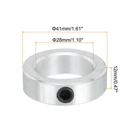 Shaft Collar 1.1 Inch Bore Zinc Plated Carbon Steel Set Screw Style Clamping Collar Silver 1 Piece with dimensions labeled