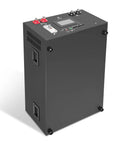 Heavy Duty 48V LiFePO4 Battery Box For DIY Solar Energy Storage Cabinet Rack Built Like A Tank Fits 280Ah To 314Ah Prismatic Cells Sold Separately, black steel enclosure with terminals.