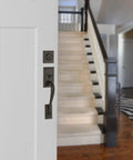 Sick Matte Black Exterior Door Handle Set With Left Hand Wave Lever And Deadbolt Lock Adjustable Latch Zinc Alloy Build