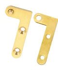 2 Pack Concealed Pivot Door Hinge Brass Gold, L Shaped Hidden Pivot Hinge for Swing Doors and Cabinets, shown flat