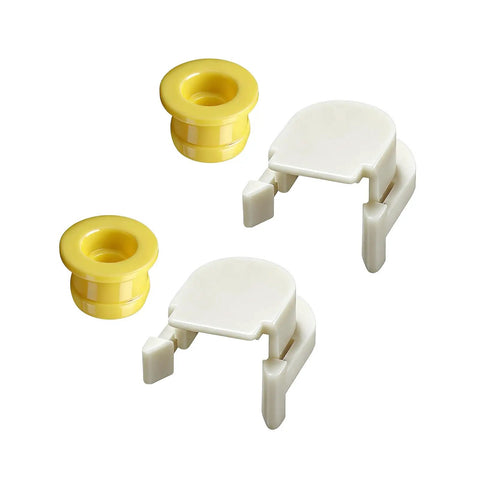 Ford Transmission Shifter Bushing Set 2 Pack For Edge, Escape, Fusion, Transit Connect, C-Max Shifter Linkage Bushing And Shift Cable Cap Replacement Kit Durable Upgrade For Smooth Gear Shifts. Two yellow bushings and two white shift cable caps.