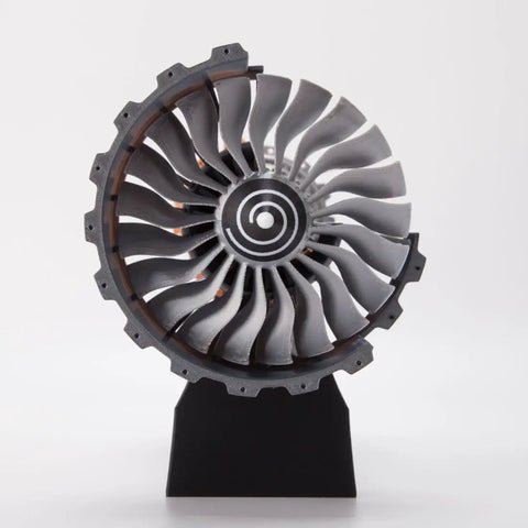 TR900 Aero Aircraft Engine Model Kit That Actually Runs, 50 Plus Pieces, Functional Jet Turbofan front turbine view