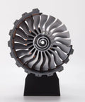 Jet Engine DIY Model Kit for Gearhead Hobbyists, Functional Turbofan Aero Aircraft Engine, 3D Printed Scale Model, Tabletop Display, Assembly Kit With Dynamic Version And Fifty Parts, front view on stand