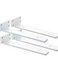 Top Shelf 4 Pack White Floating Shelf Brackets 12 Inch Ultra Slim Hidden Wall Mounts showing heavy duty iron construction.